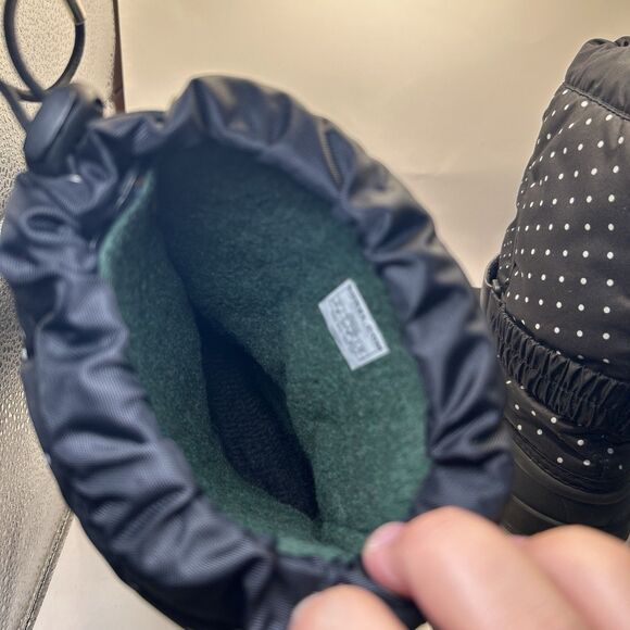 Sorel Snow Boots Youth Size 4 Black White Polka Dots Waterproof Insulated - Picture 12 of 16